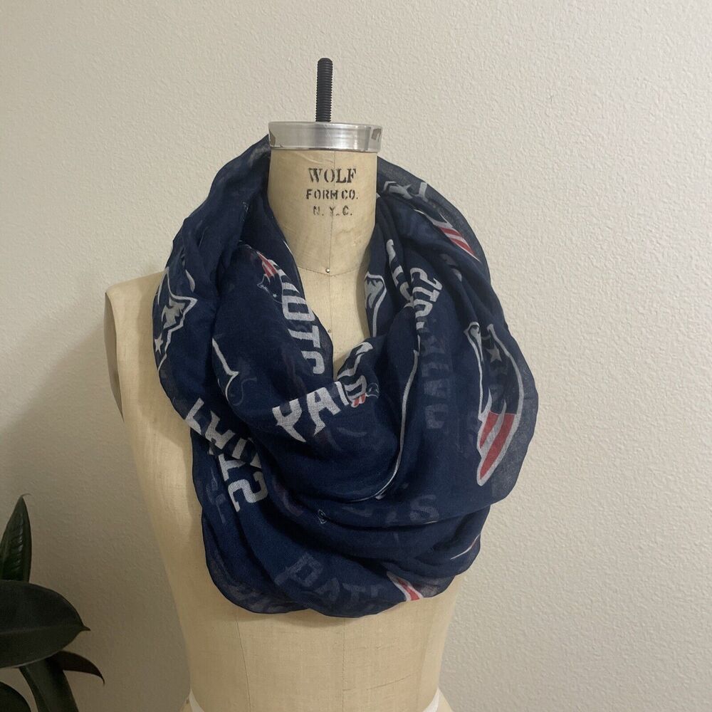 little earth productions, new england patriots, navy infinity scarf, one size